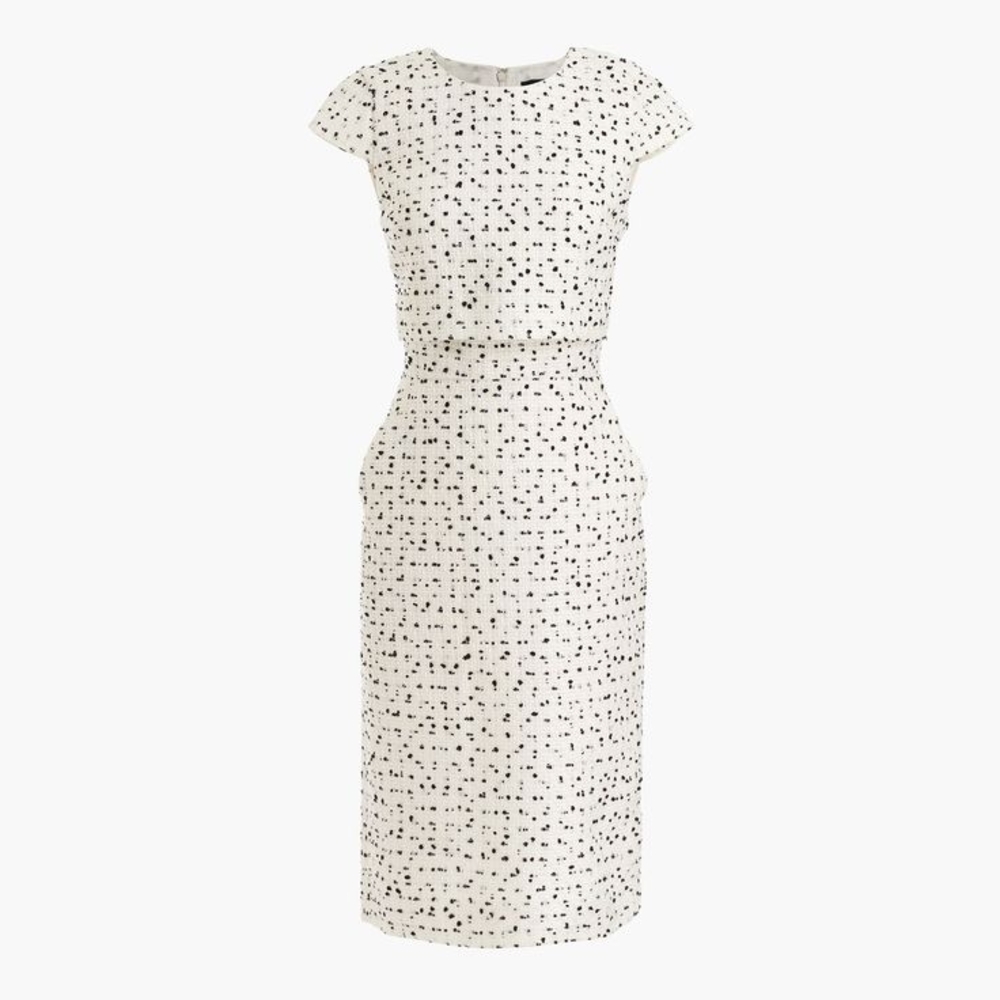 J. Crew Going Places Dalmatian Tweed Midi Dress
